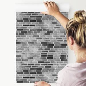 Papier Peint brique modernes effet 3D Noir - Gris - Blanc - Papier - 53 x 1000 x 1000 cm