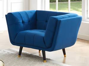 Ensemble canapé fauteuil  SAMANTHA Bleu - Textile - 91 x 76 x 200 cm