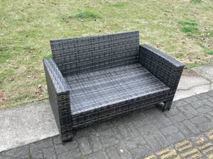 Gartenmöbel Sofa Rattan S 1er Grau - Metall - Polyrattan - Rattan - 124 x 76 x 69 cm