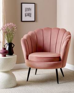 Fauteuil coin lecture LOVIKKA Noir - Rose foncé