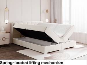 Boxspringbett John Creme - Breite: 146 cm - H3