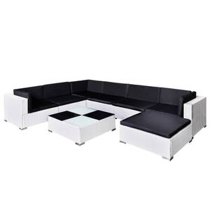 Table et chaise de jardin Blanc - Polyrotin - 210 x 54 x 280 cm