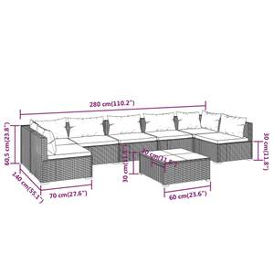 Garten-Lounge-Set (8-teilig) 3013633-4 Schwarz - Blau - Metall - Polyrattan - 70 x 60 x 70 cm