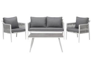 Set de jardin LATINA Gris - Blanc - Métal - 145 x 76 x 74 cm