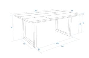 Esstisch Tetrix Grau - Weiß - Tiefe: 167 cm