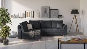 Skandinavisches Ecksofa Amber mit Hocker Anthrazit - Ecke davorstehend links