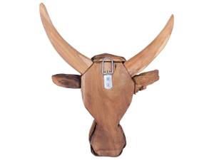 Wandfigur BULL HEAD Braun - Massivholz - 28 x 34 x 7 cm