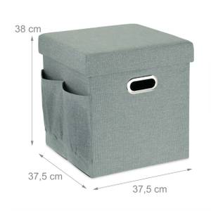 Tabouret rangement avec poches latérales Gris - Argenté - Bois manufacturé - Matière plastique - Textile - 38 x 38 x 38 cm