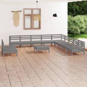 Garten-Lounge-Set Grau - Massivholz - Holzart/Dekor - 64 x 29 x 64 cm