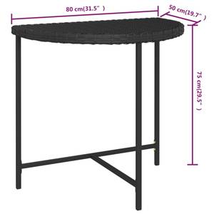 Table de jardin Noir - Métal - Rotin - 80 x 75 x 80 cm