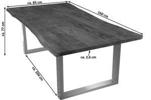 Esstisch TOPS&TABLES Akazie Dekor - Braun - 160 x 85 cm - Silber