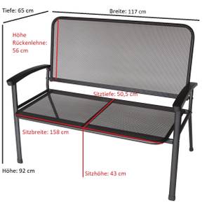 Bank RIVO 2-sitzer, Streckmetall Grau - Metall - 117 x 92 x 65 cm