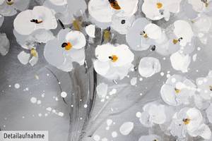 Tableau peint Innocence blanche Noir - Gris - Blanc - Bois massif - Textile - 80 x 80 x 4 cm