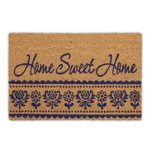 Tapis en coco «Home Sweet Home» Bleu - Marron - Fibres naturelles - Matière plastique - 60 x 2 x 40 cm