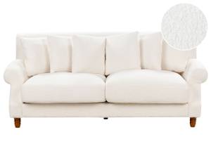 2-Sitzer Sofa EIKE Cremeweiß - Eiche Dunkel - Weiß - Naturfaser