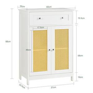 Meuble de salle de bain BZR120-W Blanc - Bois manufacturé - 60 x 88 x 35 cm