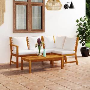 Salon de jardin (lot de 4) 3012919-3 Blanc - Bois massif - Bois/Imitation - 50 x 33 x 100 cm