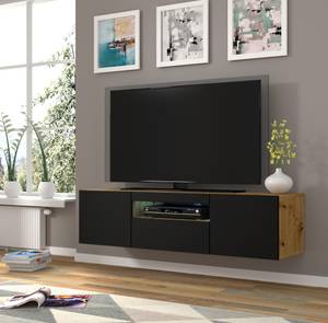 Meuble tv AURA RTV150 3D Beige - Imitation chêne marron-noir