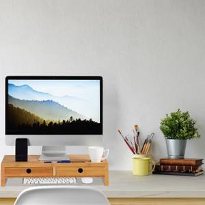 Monitorständer mit 2 Schubladen Braun - Bambus - 56 x 12 x 27 cm