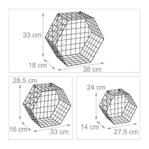 Schwarze Wandregale im 3er Set Schwarz - Metall - 38 x 33 x 18 cm