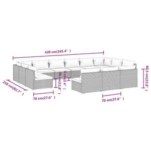 Garten-Lounge-Set (13-teilig) 3013634-4 Braun - Weiß - Metall - Polyrattan - 70 x 70 x 70 cm