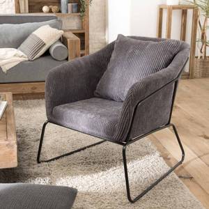 Fauteuil en tissu velours cotelé Gris - Textile - 78 x 79 x 76 cm