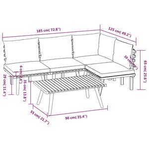 Ensemble de salon de jardin Marron - Bois massif - Bois/Imitation - 55 x 35 x 90 cm