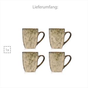 4-tlg. Kaffeebecher Set Pompei Beige - Stein - 23 x 14 x 34 cm