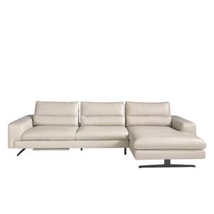 Canapé d'angle (D) en cuir Gris - Cuir véritable - Textile - 321 x 87 x 171 cm