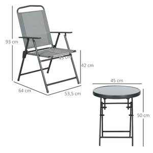 Garten Kaffeetisch Set 84G-282V00LG Grau - Metall - 64 x 93 x 54 cm