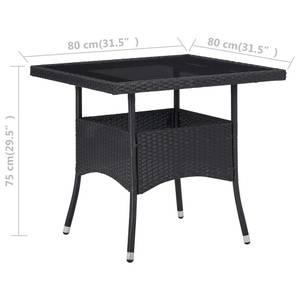 Esstisch 3003551 Schwarz - Metall - Kunststoff - Polyrattan - 80 x 75 x 80 cm