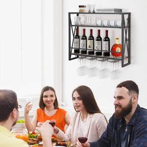 Weinregal mit 4 Reihen Weingläserhalter Braun - Holzwerkstoff - 20 x 63 x 80 cm