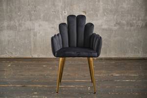 Chaise FREJA Velvet pied or Noir