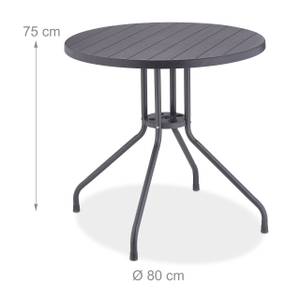 Table de jardin ronde à l’aspect bois Gris - Métal - Matière plastique - 80 x 75 x 80 cm