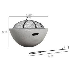 Feuerschale 842-333V00GY Grau - Metall - 61 x 43 x 61 cm