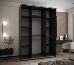 SCHWEBETÜRENSCHRANK LUX Schwarz - Silber - Breite: 180 cm