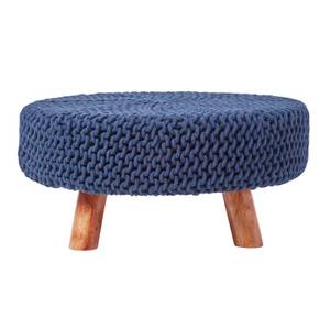 Gestrickter Fußhocker, 30 cm hoch Blau