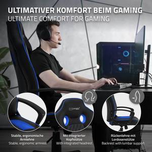 Gamingstuhl mit Wippfunktion Schwarz - Blau