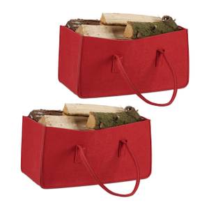 2 x Kaminholztasche aus Filz rot Rot