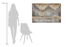 Tableau peint Grotte de Stalactites Beige - Marron - Bois massif - Textile - En partie en bois massif - 120 x 80 x 4 cm