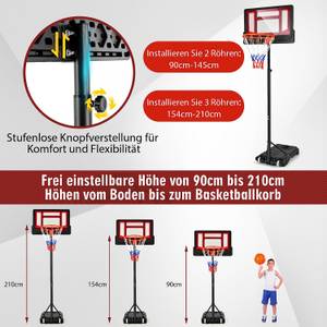 Basketballständer höhenverstellbar Schwarz - Kunststoff - 125 x 250 x 76 cm