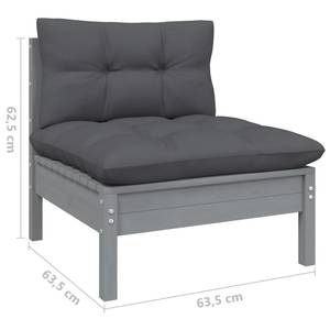 9-tlg. Garten-Lounge-Set mit Kissen Grau