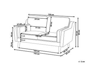 2-Sitzer Sofa LOKKA Cremeweiß - Eiche Hell - Weiß - Textil