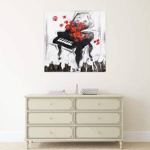 Acrylbild handgemalt Klavier Forte Rot - Massivholz - Textil - 80 x 80 x 4 cm