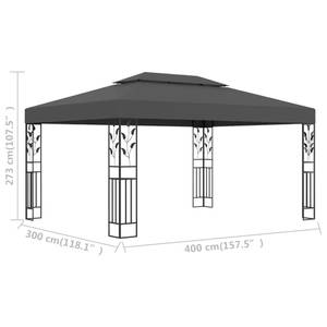 Gartenpavillon Grau - Metall - Textil - 300 x 273 x 400 cm