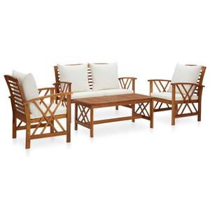 Garten-Lounge-Set (4-teilig) 3004236-2 Braun - Weiß