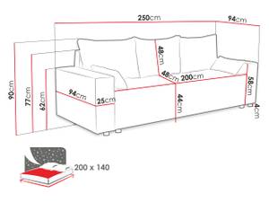 Schlafsofa Livorno Cord Grau