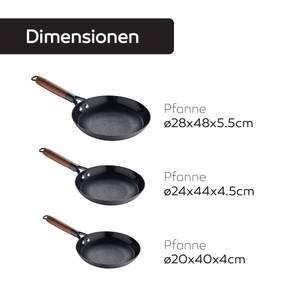 MasterPro Odin – Pfannen-Set 3tlg Schwarz - Metall - 30 x 13 x 50 cm