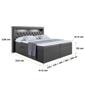 Boxspringbett - NOEL LED Hochglanz Schwarz - Breite: 160 cm - H4