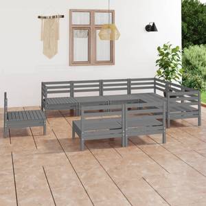 Garten-Lounge-Set Grau - Massivholz - Holzart/Dekor - 64 x 63 x 64 cm